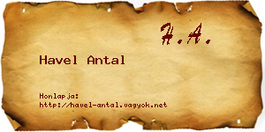 Havel Antal névjegykártya